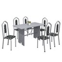 Ver imagem 2 de Conjunto de Mesa 140x75cm Tampo Granito com 6 Cadeiras Bianca Soma Móveis Branco/Martelado Perola/Ocre/Preto Floral