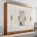 Ver imagem 1 de Guarda Roupa Roupeiro Casal Prime B51 Briz 8 Portas 4 Gavetas com Espelho Cinamomo Off White Henn