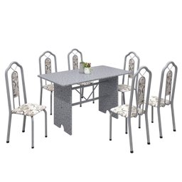 Conjunto de Mesa 140x75cm Tampo Granito com 6 Cadeiras Bianca Soma Móveis - 2