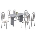 Ver imagem 2 de Conjunto de Mesa 140x75cm Tampo Granito com 6 Cadeiras Bianca Soma Móveis Branco/Martelado Perola/Ocre/Arabesco