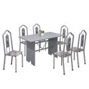 Ver imagem 2 de Conjunto de Mesa 140x75cm Tampo Granito com 6 Cadeiras Bianca Soma Móveis Branco/Martelado Perola/Ocre/Paraopeba