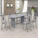 Ver imagem 1 de Conjunto de Mesa 140x75cm Tampo Granito com 6 Cadeiras Bianca Soma Móveis Branco/Martelado Perola/Ocre/Paraopeba