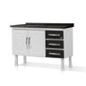 GABINETE ARMARIO DE COZINHA 100% AÇO PARA PIA 1.20 MT 2 PORTAS 3 GAVETAS BRANCO/PRETO -MARROART - 2