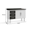 GABINETE ARMARIO DE COZINHA 100% AÇO PARA PIA 1.20 MT 2 PORTAS 3 GAVETAS BRANCO/PRETO -MARROART - 1