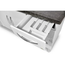 GABINETE ARMARIO DE COZINHA 100% AÇO PARA PIA 1.20 MT 2 PORTAS 3 GAVETAS BRANCO/PRETO -MARROART - 3