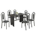 Ver imagem 2 de Conjunto de Mesa 140x75cm Tampo Ardósia com 6 Cadeiras Bianca Soma Móveis Prata/Martelado/Ardosia Indiano/Preto Floral