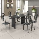 Ver imagem 1 de Conjunto de Mesa 140x75cm Tampo Ardósia com 6 Cadeiras Bianca Soma Móveis