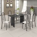 Ver imagem 1 de Conjunto de Mesa 140x75cm Tampo Ardósia com 6 Cadeiras Bianca Soma Móveis Prata/Martelado/Ardosia Indiano/Arabesco