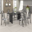 Ver imagem 1 de Conjunto de Mesa 140x75cm Tampo Ardósia com 6 Cadeiras Bianca Soma Móveis Prata/Martelado/Ardosia Indiano/Paraopeba