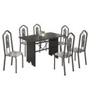 Ver imagem 2 de Conjunto de Mesa 140x75cm Tampo Ardósia com 6 Cadeiras Bianca Soma Móveis Prata/Martelado/Ardosia Indiano/Paraopeba
