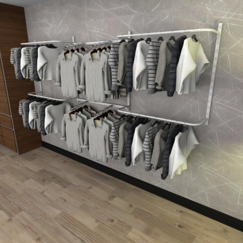 Arara de Roupas para Loja Quarto Closet 14 Peças Regulável 300x100 Cm Cor Branco Kit Clst1b366