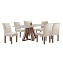 Ver imagem 1 de Mesa Kyra 170CMX90CM 6 Cadeiras Canela Tampo Smart Plus Vidro Off White