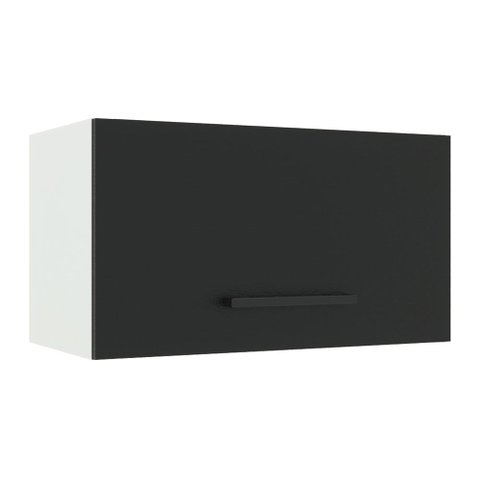 Armário Aéreo Madesa Agata 60 cm 1 Porta Basculante Branco/Preto Cor:Branco/Preto