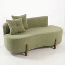 Ver imagem 2 de Conjunto 2 Poltronas + Sofá Curvo Orgânico Luna Boucle Verde Menta - Montanaris Decor