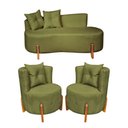 Ver imagem 1 de Conjunto 2 Poltronas + Sofá Curvo Orgânico Luna Boucle Verde Menta - Montanaris Decor