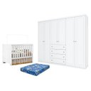 Ver imagem 1 de Berço Americano Katatau Branco Acetinado – Reller e Guarda Roupa Casal Americano 6 Portas Branco HP