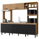 Ver imagem 2 de Cozinha Compacta 6 Portas e 1 Gaveta com Torre Quente Zoe Freijó/nero - Mx Móveis