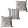 Almofadas Cheias Impermeável Estampa Digital Kit 3 43cmx43cm Floral Romântica e Listrada - 1