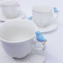 Xícara Chá com Pires Porcelana Birds Round 4 peças Wolff 200ml - 4