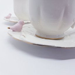 Xícara Chá com Pires Porcelana Birds Round 4 peças Wolff 200ml - 6