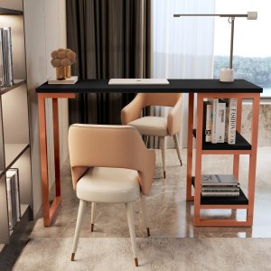 Escrivaninha Mesa Home Office Estilo Industrial Cairo 120cm - Cobre/Preto