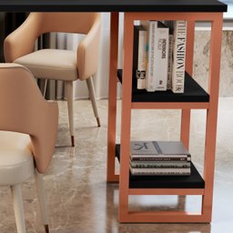 Escrivaninha Mesa Home Office Estilo Industrial Cairo 120cm - Cobre/Preto - 3