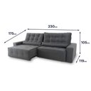 Ver imagem 3 de Sofá Retrátil Reclinável Montebello 2,30m Suede Velut Cinza Molas no Assento - King House