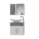 Ver imagem 2 de Conjunto Gabinete para Banheiro com Cuba e Espelheira Bali Branco/Rovere