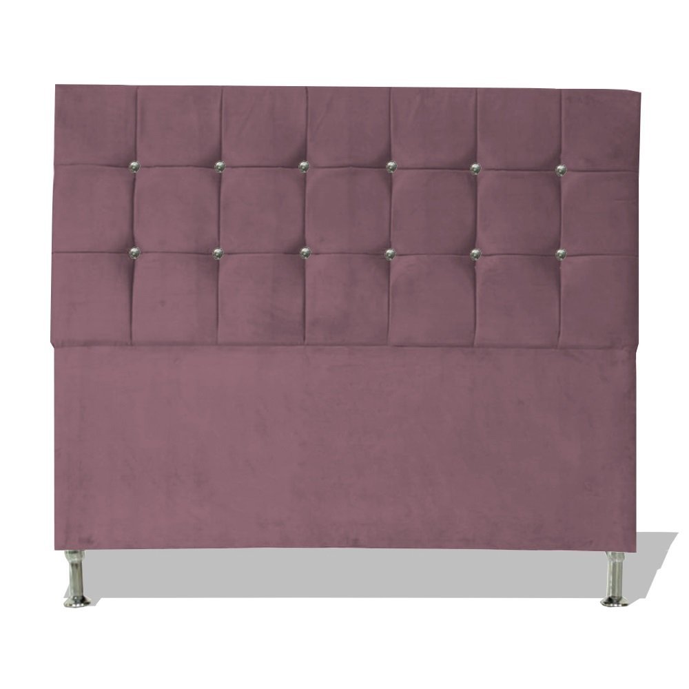 Cabeceira de Cama Box Estofada Berlim Casal Queen 160 Cm Suede Rosê Ec Móveis