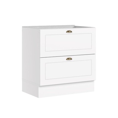 Balcão de Cozinha 80 cm Americana 2 Gavetas Branco Hp - Henn