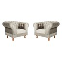 Ver imagem 1 de Duas Poltronas Chesterfield Capitone Suede Nude Decorativa / Sala, Tv, Estar, Recepção