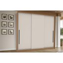 Ver imagem 1 de Guarda Roupa Casal 3 Portas de Correr e 4 Gavetas Valência Freijo/creme - Politorno