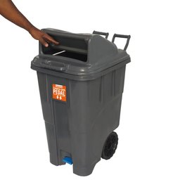 Lixeira Grande Coletora 90 Litros com Pedal Rodas e Alça - 5