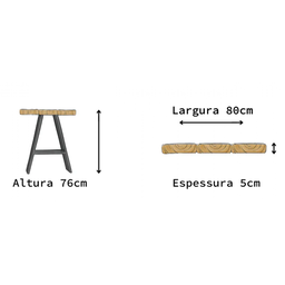 Conjunto de Mesa e Bancos Rústicos | Estrutura a - 120cm - 11