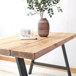 Conjunto de Mesa e Bancos Rústicos | Estrutura a - 120cm - 4