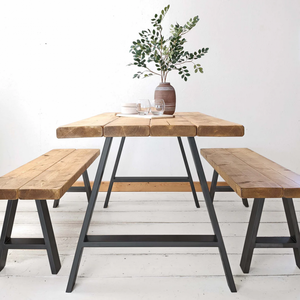 Conjunto de Mesa e Bancos Rústicos | Estrutura a - 120cm