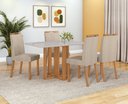 Ver mais imagens de Conjunto Sala de Jantar Mesa Téssera 120 Tampo Vidro Off White com 4 Cadeiras Bonna - Lopas Amendoa 