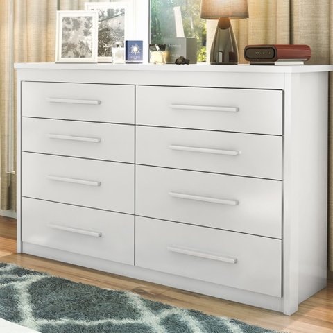 Cômoda para Quarto 8 Gavetas Elegance Branco