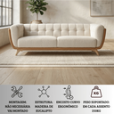 Ver imagem 4 de Sofá 2 Lugares 200cm Retrô Pés de Madeira Luxo Premium Estofado Bouclé Névoa Courino Caramelo Sala
