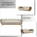 Ver imagem 6 de Sofá 2 Lugares 200cm Retrô Pés de Madeira Luxo Premium Estofado Bouclé Névoa Courino Caramelo Sala