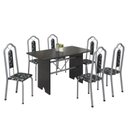 Ver imagem 2 de Conjunto de Mesa 140x75cm Tampo Ardosia com 6 Cadeiras Bianca Branco/Martelado Pérola/Preto Floral