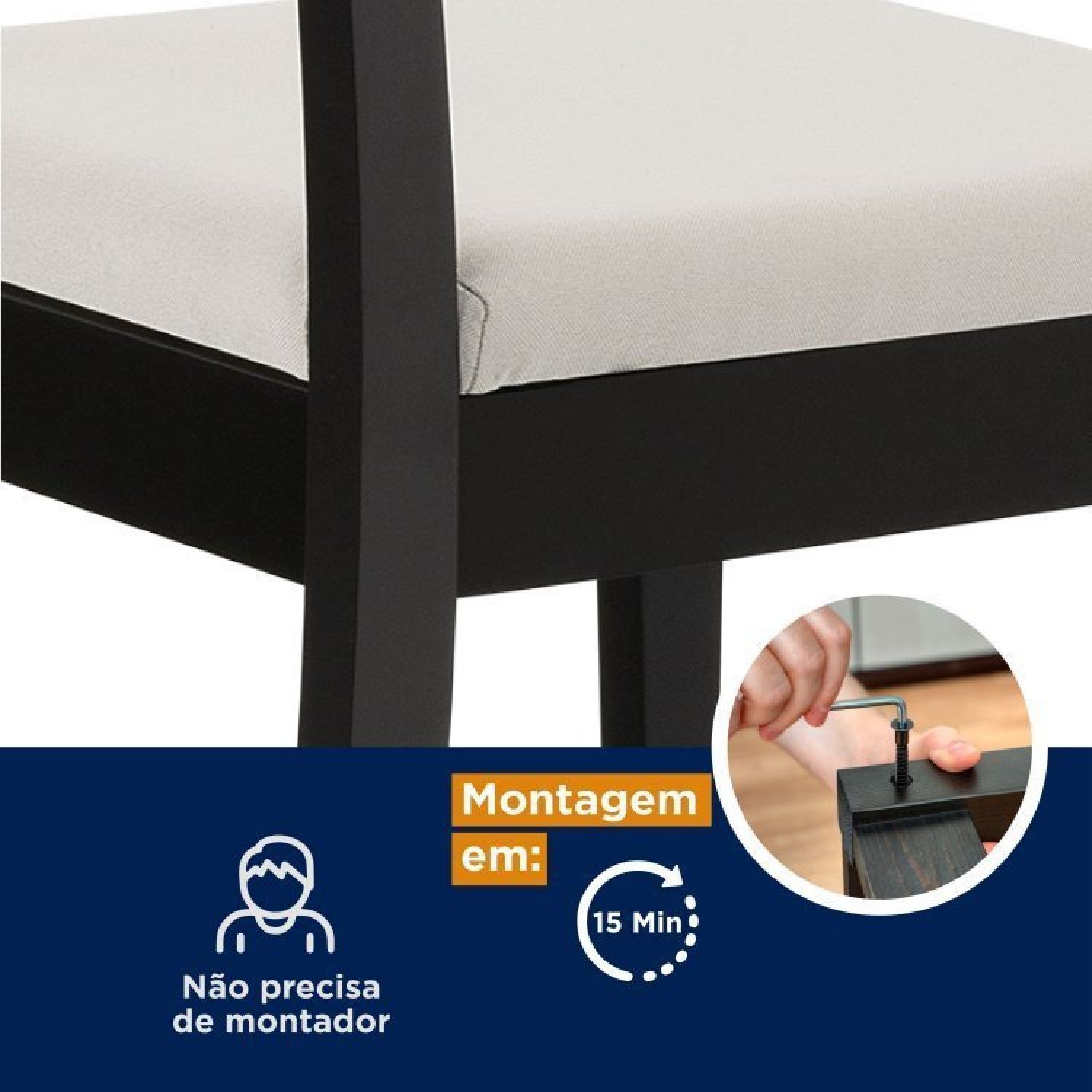 Conjunto Mesa de Jantar Tampo Vidro e MDF 1,60m e 4 Cadeiras Tiê CabeCasa MadeiraMadeira - 5