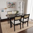 Ver imagem 1 de Conjunto Mesa de Jantar Tampo Vidro e MDF 1,60m e 4 Cadeiras Tiê CabeCasa MadeiraOriginals Preto
