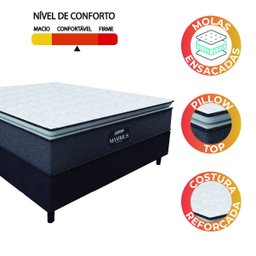 Cama Box Casal Colchão Molas Ensacadas Pillow Top Maximus 138x188x67cm Cinza / Preto Gazin - 5