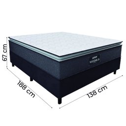Cama Box Casal Colchão Molas Ensacadas Pillow Top Maximus 138x188x67cm Cinza / Preto Gazin - 3