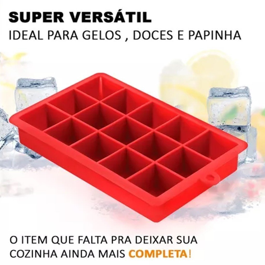 Forma de Gelo Grande Silicone 15 Cubos Papinha e Drink - 3