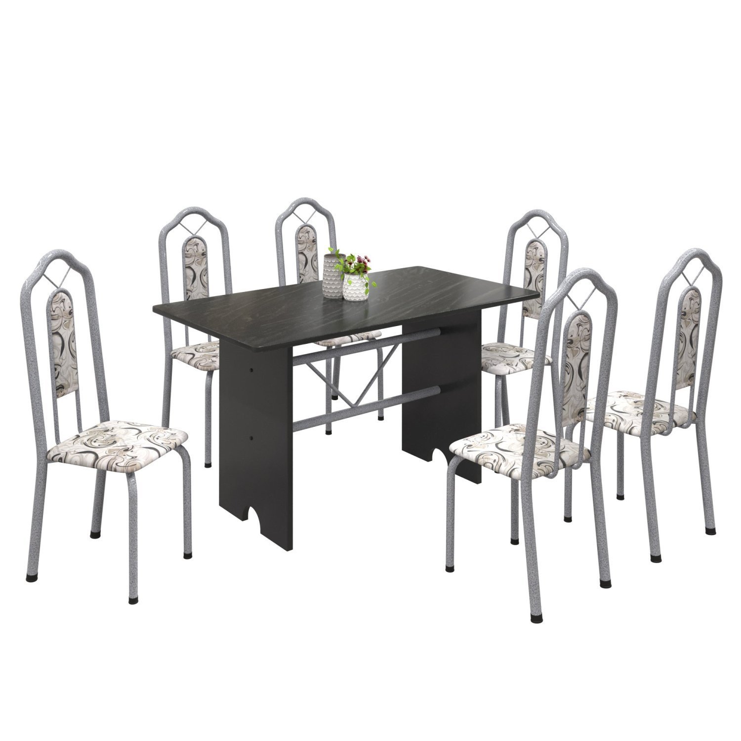 Conjunto de Mesa 140x75cm Tampo Ardosia com 6 Cadeiras Bianca  - 2