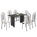 Ver imagem 2 de Conjunto de Mesa 140x75cm Tampo Ardosia com 6 Cadeiras Bianca Branco/Martelado Pérola/Arabesco