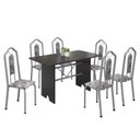 Ver imagem 2 de Conjunto de Mesa 140x75cm Tampo Ardósia com 6 Cadeiras Bianca Soma Móveis Branco/Martelado Perola/Ardosia Indiano/Paraopeba