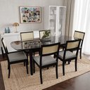 Ver imagem 1 de Conjunto Mesa de Jantar Tampo Vidro e MDF 2,0m e 6 Cadeiras Tiê CabeCasa MadeiraOriginals Preto